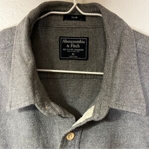 Abercrombie Fitch Button Up Shirt Long Sleeve Grey Cotton Mens XL Slim Fit